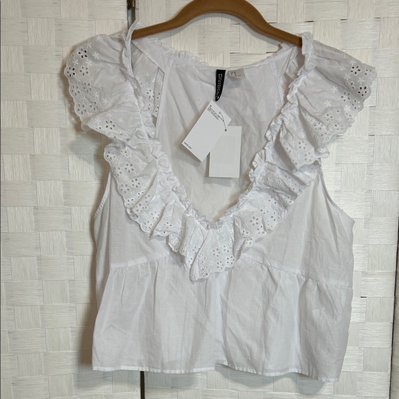 Divided White Ruffle Eyelet Blouse - Picture 1 of 2